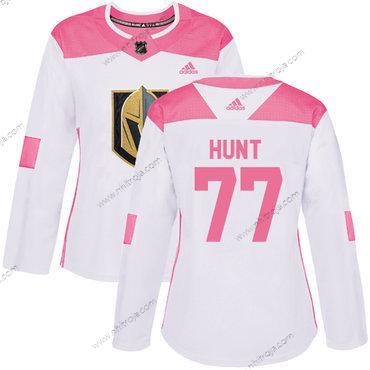 Adidas Dam Vegas Golden Knights #77 Brad Hunt Vit Rosa Autentisk Stitched NHL Tröjor