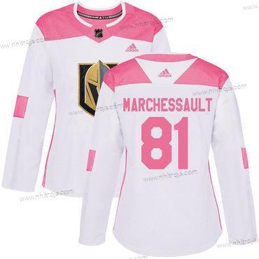 Adidas Dam Vegas Golden Knights #81 Jonathan Marchessault Vit Rosa Autentisk Stitched NHL Tröjor