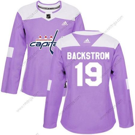 Adidas Dam Washington Capitals #19 Nicklas Backstrom Lila Autentisk Bekämpar cancer Stitched NHL Tröjor