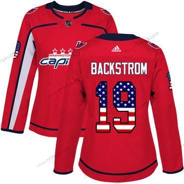 Adidas Dam Washington Capitals #19 Nicklas Backstrom Röd Autentisk USA Flag Stitched NHL Hemma Tröjor