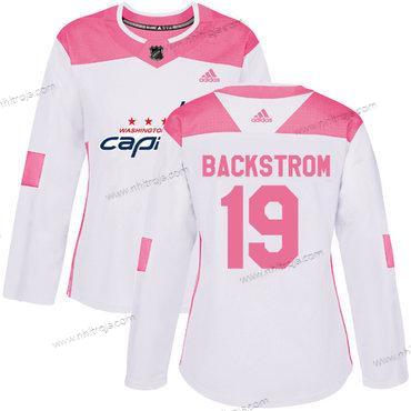 Adidas Dam Washington Capitals #19 Nicklas Backstrom Vit Rosa Autentisk Stitched NHL Tröjor