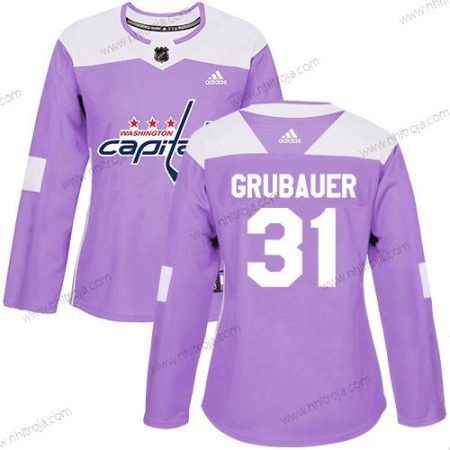 Adidas Dam Washington Capitals #31 Philipp Grubauer Lila Autentisk Bekämpar cancer Stitched NHL Tröjor