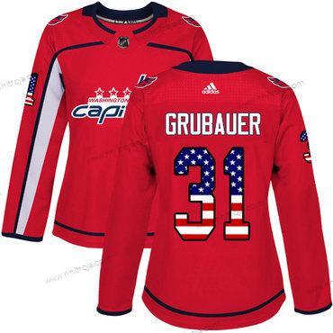 Adidas Dam Washington Capitals #31 Philipp Grubauer Röd Autentisk USA Flag Stitched NHL Hemma Tröjor