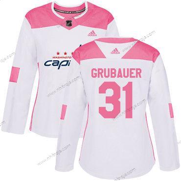 Adidas Dam Washington Capitals #31 Philipp Grubauer Vit Rosa Autentisk Stitched NHL Tröjor