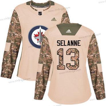 Adidas Dam Winnipeg Jets #13 Teemu Selanne Camo Autentisk 2017 Veterans Day Stitched NHL Tröjor