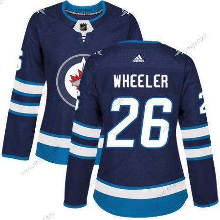 Adidas Dam Winnipeg Jets #26 Blake Wheeler Marin Blå Autentisk Stitched NHL Hemma Tröjor