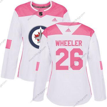 Adidas Dam Winnipeg Jets #26 Blake Wheeler Vit Rosa Autentisk Stitched NHL Tröjor