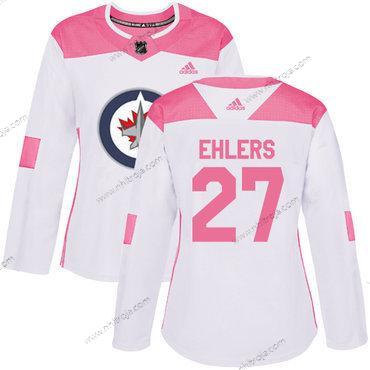 Adidas Dam Winnipeg Jets #27 Nikolaj Ehlers Vit Rosa Autentisk Stitched NHL Tröjor