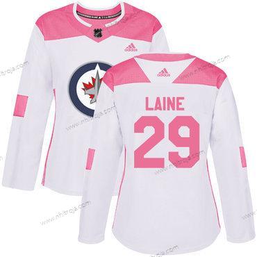 Adidas Dam Winnipeg Jets #29 Patrik Laine Vit Rosa Autentisk Stitched NHL Tröjor