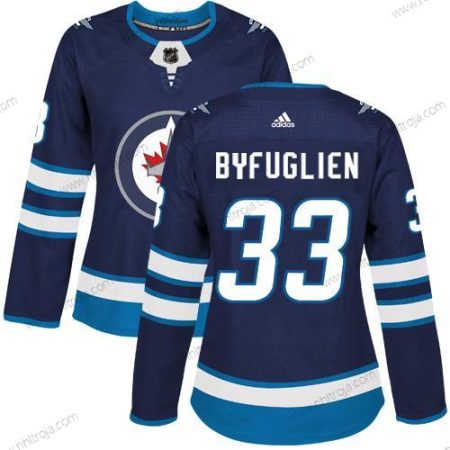 Adidas Dam Winnipeg Jets #33 Dustin Byfuglien Marin Blå Autentisk Stitched NHL Hemma Tröjor