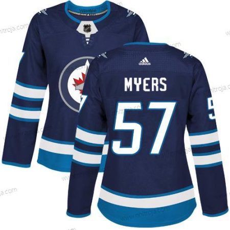 Adidas Dam Winnipeg Jets #57 Tyler Myers Marin Blå Autentisk Stitched NHL Hemma Tröjor