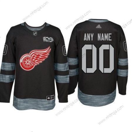 Adidas Detroit Red Wings Skräddarsydda Svart 1917-2017 100th Jubileum Stitched NHL Tröjor