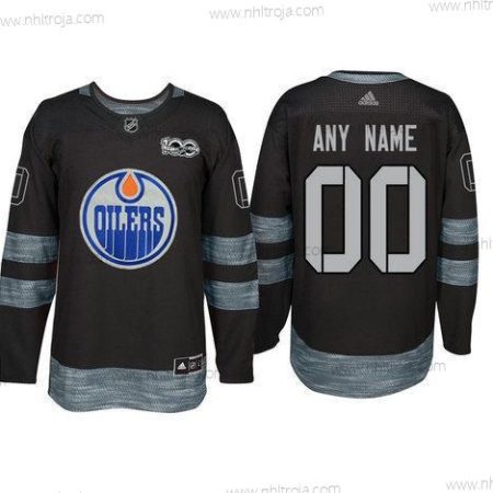 Adidas Edmonton Oilers Skräddarsydda Svart 1917-2017 100th Jubileum Stitched NHL Tröjor