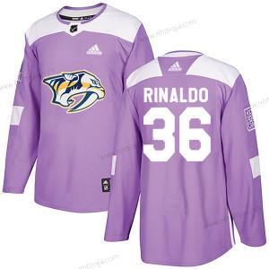 Adidas Herrar #36 Zac Rinaldo Nashville Predators Autentisk Bekämpar cancer Träning Lila Tröjor