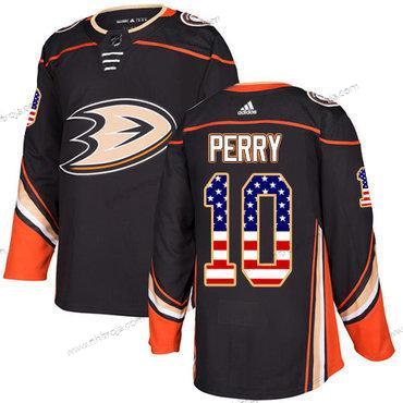 Adidas Herrar Anaheim Ducks #10 Corey Perry Svart Autentisk USA Flag Stitched NHL Hemma Tröjor