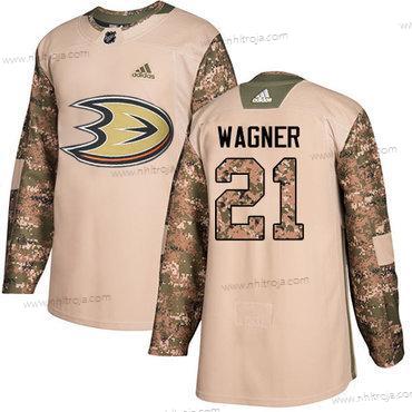 Adidas Herrar Anaheim Ducks #21 Chris Wagner Camo Autentisk 2017 Veterans Day Stitched NHL Tröjor