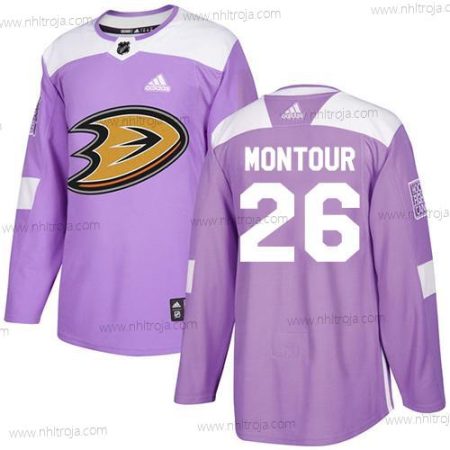 Adidas Herrar Anaheim Ducks #26 Brandon Montour Lila Autentisk Bekämpar cancer Stitched NHL Tröjor