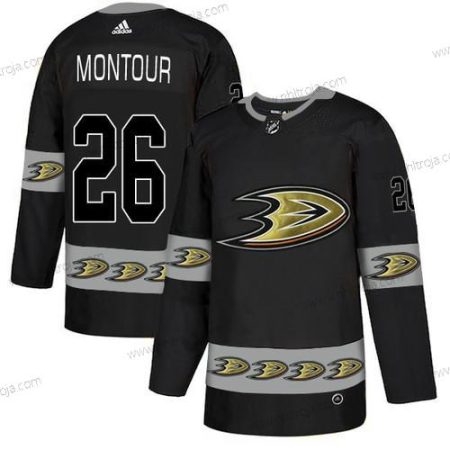 Adidas Herrar Anaheim Ducks #26 Brandon Montour Svart Team Logos Tröjor