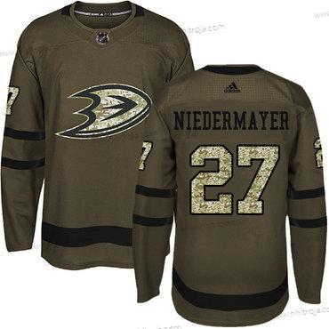 Adidas Herrar Anaheim Ducks #27 Niedermayer Grön Salute to Service Stitched NHL Tröjor