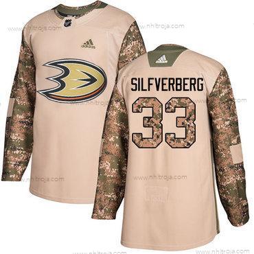 Adidas Herrar Anaheim Ducks #33 Jakob Silfverberg Camo Autentisk 2017 Veterans Day Stitched NHL Tröjor