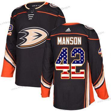 Adidas Herrar Anaheim Ducks #42 Josh Manson Svart Autentisk USA Flag Stitched NHL Hemma Tröjor