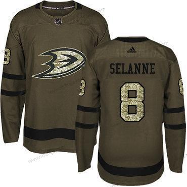 Adidas Herrar Anaheim Ducks #8 Teemu Selanne Grön Salute to Service Stitched NHL Tröjor