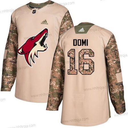 Adidas Herrar Arizona Coyotes #16 Max Domi Camo Autentisk 2017 Veterans Day Stitched NHL Tröjor