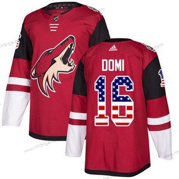 Adidas Herrar Arizona Coyotes #16 Max Domi Röd Autentisk USA Flag Stitched NHL Hemma Tröjor