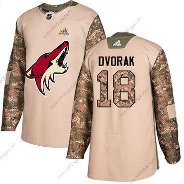 Adidas Herrar Arizona Coyotes #18 Christian Dvorak Camo Autentisk 2017 Veterans Day Stitched NHL Tröjor