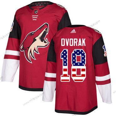 Adidas Herrar Arizona Coyotes #18 Christian Dvorak Röd Autentisk USA Flag Stitched NHL Hemma Tröjor