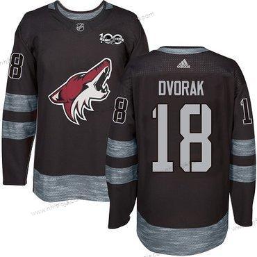 Adidas Herrar Arizona Coyotes #18 Christian Dvorak Svart 1917-2017 100th Jubileum Stitched NHL Tröjor