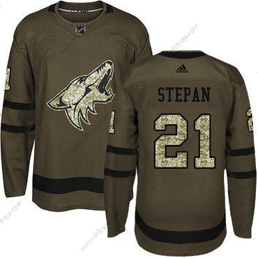 Adidas Herrar Arizona Coyotes #21 Derek Stepan Grön Salute to Service Stitched NHL Tröjor