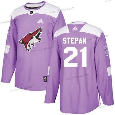 Adidas Herrar Arizona Coyotes #21 Derek Stepan Lila Autentisk Bekämpar cancer Stitched NHL Tröjor