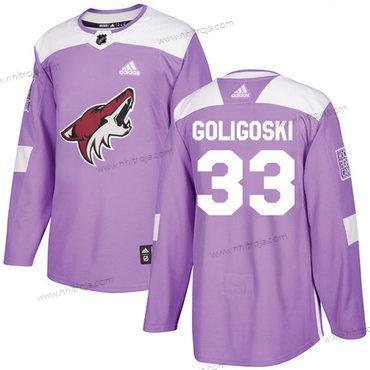 Adidas Herrar Arizona Coyotes #33 Alex Goligoski Lila Autentisk Bekämpar cancer Stitched NHL Tröjor