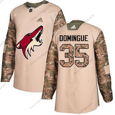 Adidas Herrar Arizona Coyotes #35 Louis Domingue Camo Autentisk 2017 Veterans Day Stitched NHL Tröjor