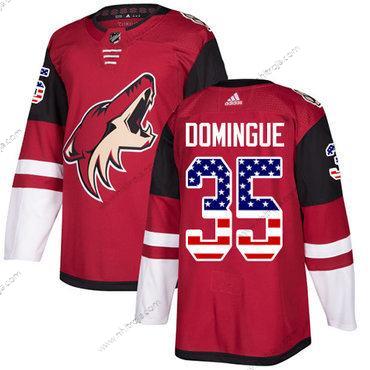 Adidas Herrar Arizona Coyotes #35 Louis Domingue Röd Autentisk USA Flag Stitched NHL Hemma Tröjor