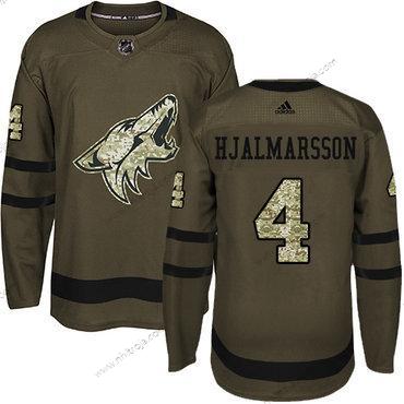 Adidas Herrar Arizona Coyotes #4 Niklas Hjalmarsson Grön Salute to Service Stitched NHL Tröjor