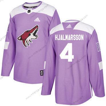 Adidas Herrar Arizona Coyotes #4 Niklas Hjalmarsson Lila Autentisk Bekämpar cancer Stitched NHL Tröjor