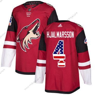 Adidas Herrar Arizona Coyotes #4 Niklas Hjalmarsson Röd Autentisk USA Flag Stitched NHL Hemma Tröjor