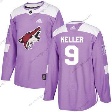 Adidas Herrar Arizona Coyotes #9 Clayton Keller Lila Autentisk Bekämpar cancer Stitched NHL Tröjor