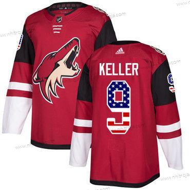 Adidas Herrar Arizona Coyotes #9 Clayton Keller Röd Autentisk USA Flag Stitched NHL Hemma Tröjor