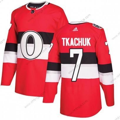 Adidas Herrar Autentisk Ottawa Senators #7 Brady Tkachuk 2017 100 Röd Klassisk Tröjor