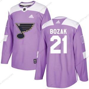 Adidas Herrar Autentisk St. Louis Blues #21 Tyler Bozak Lila Hockey Bekämpar cancer Official Tröjor