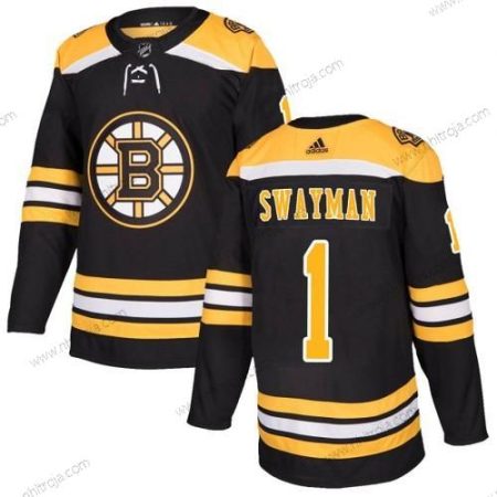 Adidas Herrar Boston Bruins #1 Jeremy Swayman Svart Autentisk Hemma Tröjor