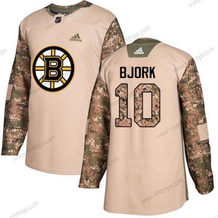 Adidas Herrar Boston Bruins #10 Anders Bjork Camo Autentisk 2017 Veterans Day Stitched NHL Tröjor