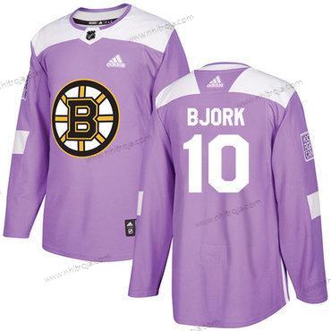 Adidas Herrar Boston Bruins #10 Anders Bjork Lila Autentisk Bekämpar cancer Stitched NHL Tröjor