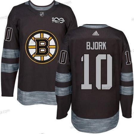 Adidas Herrar Boston Bruins #10 Anders Bjork Svart 1917-2017 100th Jubileum Stitched NHL Tröjor