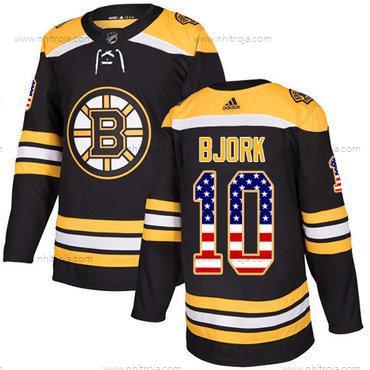 Adidas Herrar Boston Bruins #10 Anders Bjork Svart Autentisk USA Flag Stitched NHL Hemma Tröjor