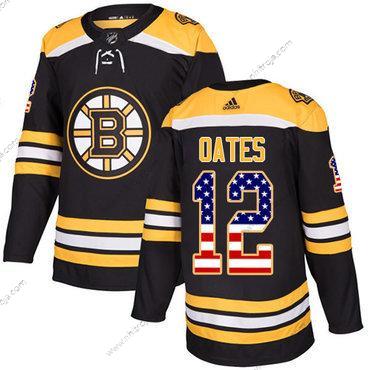 Adidas Herrar Boston Bruins #12 Adam Oates Svart Autentisk USA Flag Stitched NHL Hemma Tröjor