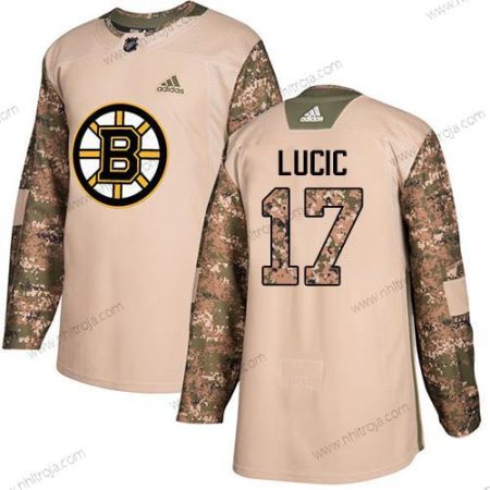 Adidas Herrar Boston Bruins #17 Milan Lucic Camo Autentisk 2017 Veterans Day Stitched NHL Tröjor